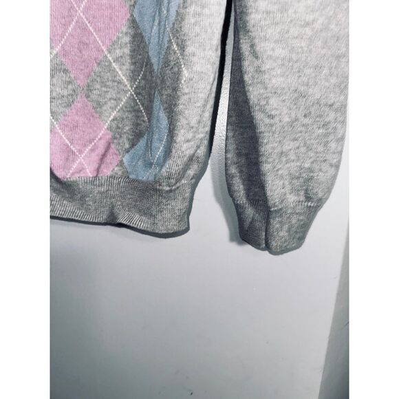 Bullock & Jones gray argyle cotton cashmere sweater size large - Picture 3 of 6